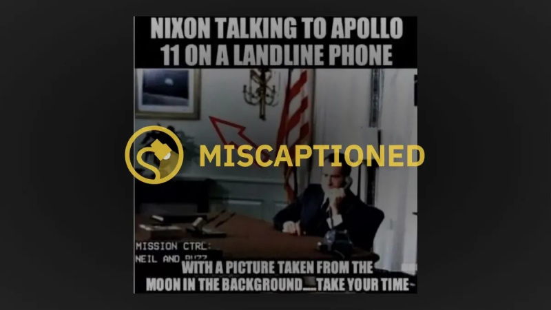 War das von der Apollo 11-Crew aufgenommene Bild bereits an Nixons Wand, als er telefonisch mit ihnen sprach?