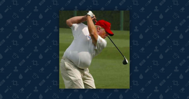 Doktorbild von Präsident Donald Trump, der einen Golfschläger schwingt.