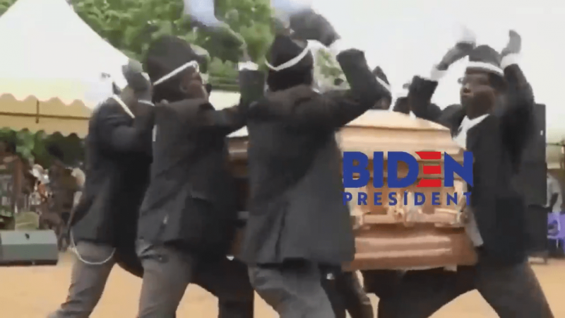 Trump partage le logo de biden vidéo de cercueil