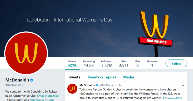 Vender McDonalds restauranter deres ikoniske gyldne buer på hovedet for kvindedag?