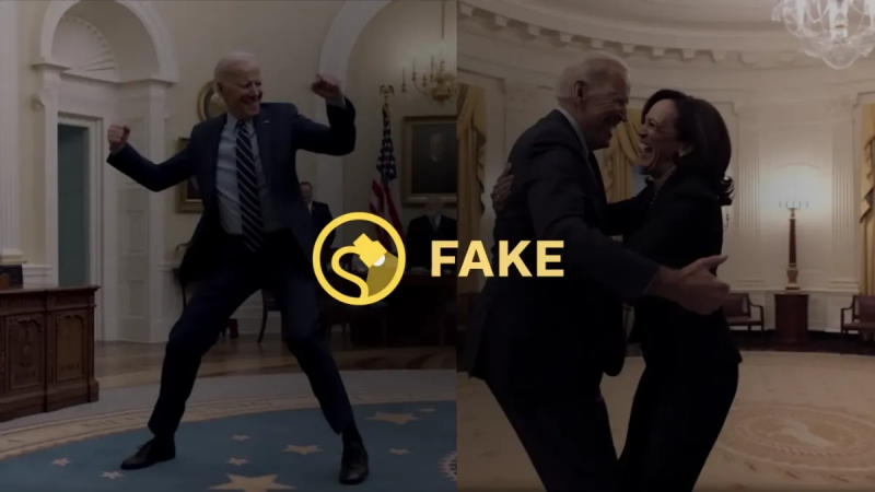 Ukazují fotky, jak Biden a Harris oslavují Trumpovo obvinění?