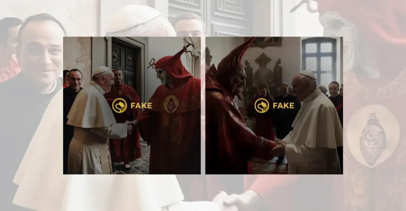 Viser billeder pave Frans mødes med 'sataniske præster'?
