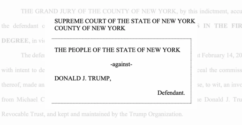Hier ist die unversiegelte Anklageschrift von Manhattan DA gegen Donald Trump