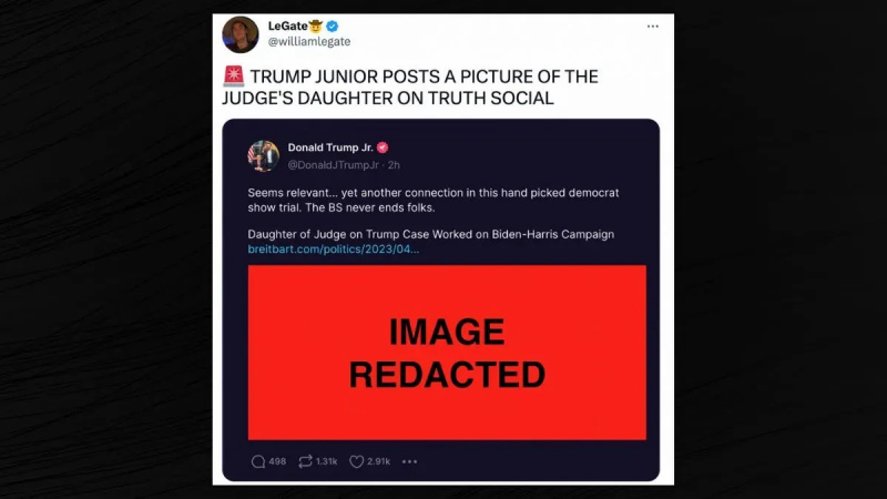Zdjęcie córki sędziego upolitycznionej i zmanipulowanej po postawieniu Trumpa w stan oskarżenia