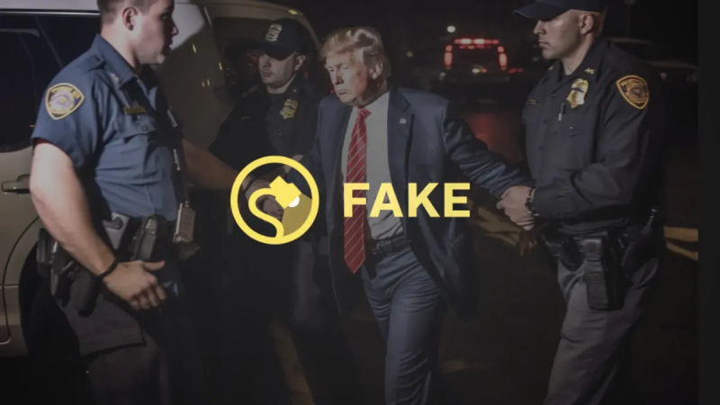 Ne, to ni prava fotografija Trumpove aretacije