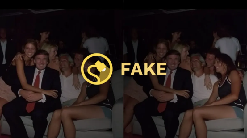 Näkyykö tässä kuvassa Trump ja Epstein alaikäisten tyttöjen kanssa?