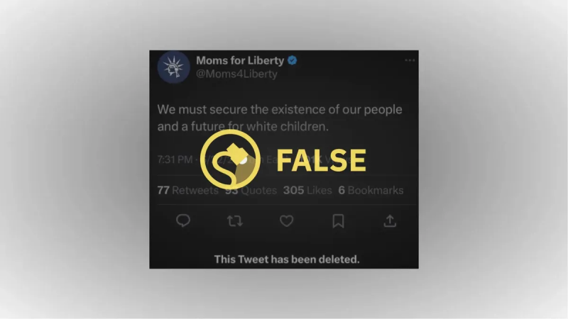 Hat „Moms for Liberty“ einen Slogan über die Sicherung einer „Zukunft für weiße Kinder“ getwittert?