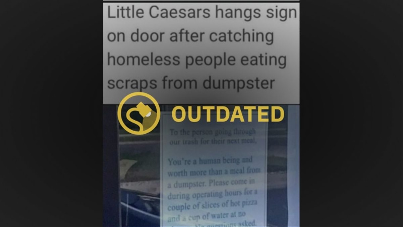 Hängde Little Caesars ett skylt med gratis pizza till Dumpster dykare?