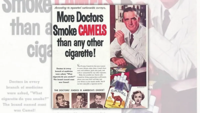 Är detta en riktig 'fler läkare röker kameler än någon annan cigarett' vintageannons?