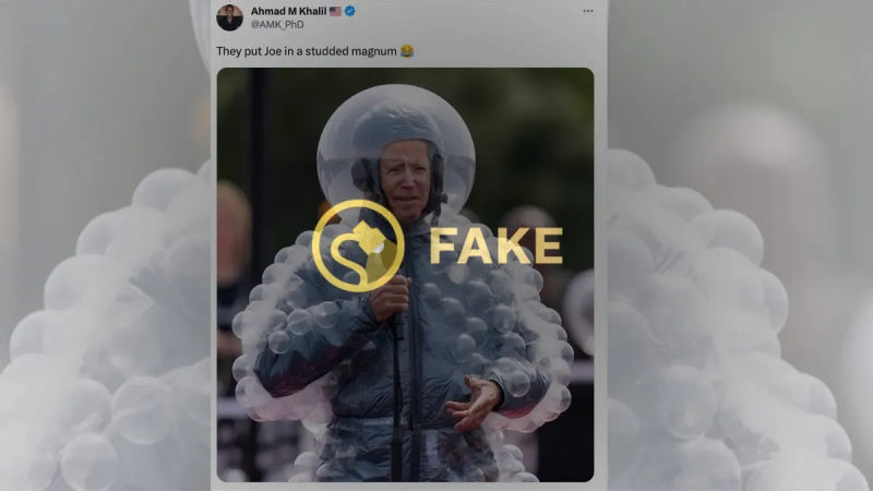 AI a fait cette photo de Biden dans un costume à bulles gonflé