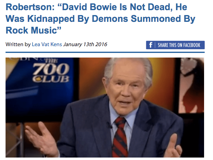Pat Robertson säger att David Bowie inte är död?
