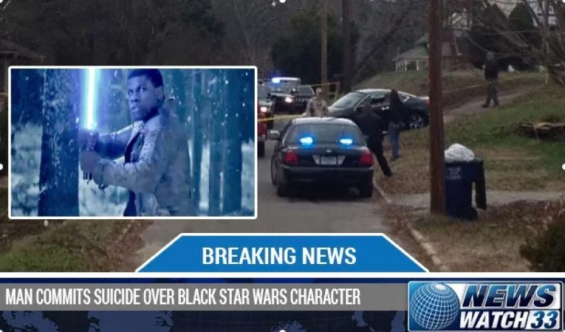 Hat ein Mann Selbstmord an einem schwarzen Star Wars-Charakter begangen?