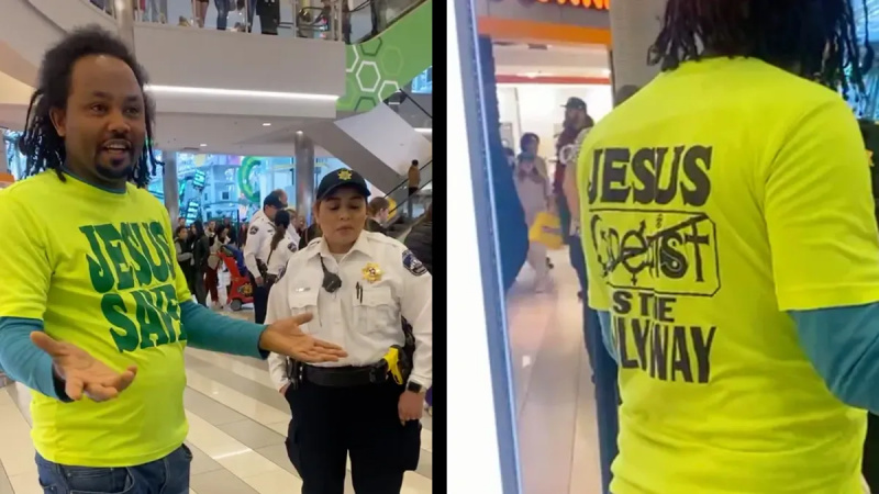 O tem videoposnetku majice Mall of America 'Jesus Saves
