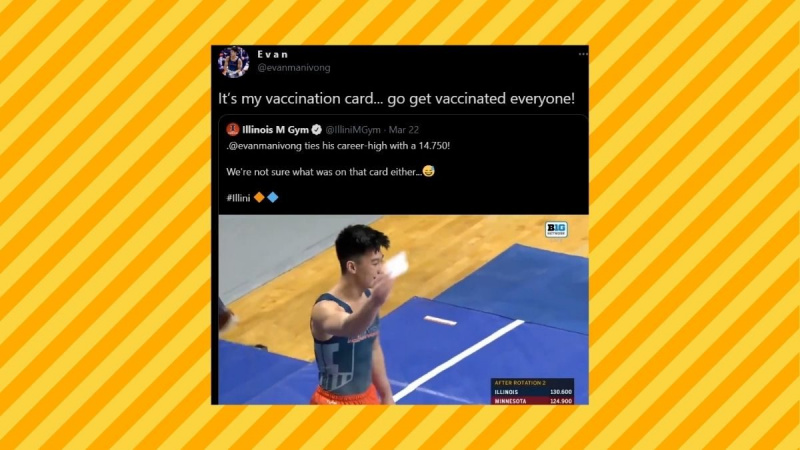 Да ли је гимнастичарка славила показујући картицу за вакцинацију?