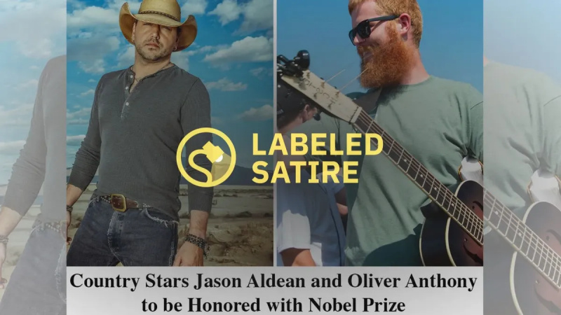 Pevca Jason Aldean in Oliver Anthony ne bosta prejela Nobelove nagrade