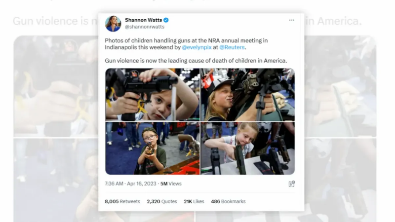 Er disse rigtige billeder af børn, der holder våben ved NRA-konventionen i 2023?