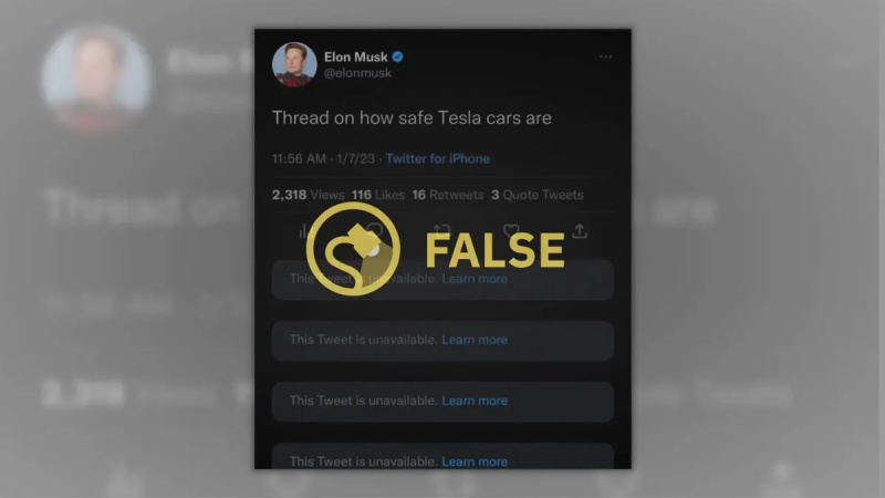 Tog Elon Musk bort en Twitter-tråd om 'Hur säkra Tesla-bilar är'?
