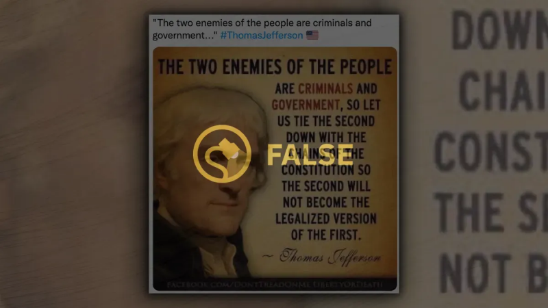 Sa Thomas Jefferson 'To fiender av folket er kriminelle og regjeringen'?