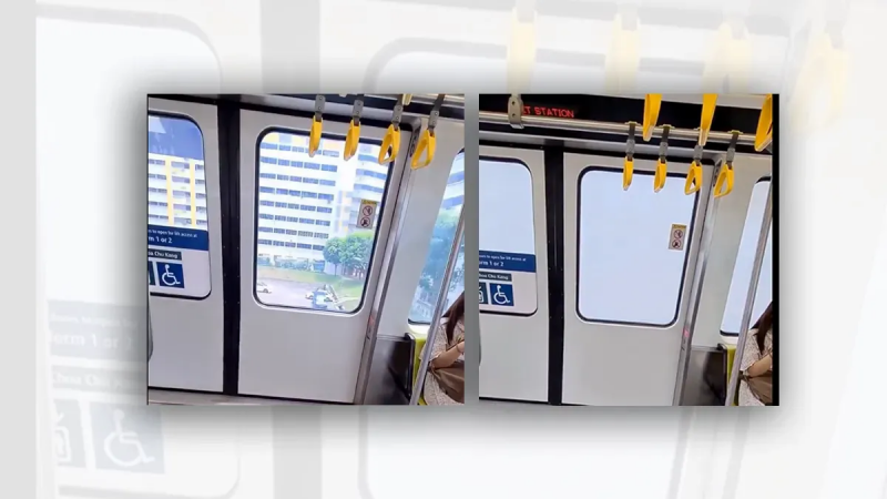 Har et Singapore-tog vinduer som automatisk blinder i nærheten av boligblokker?