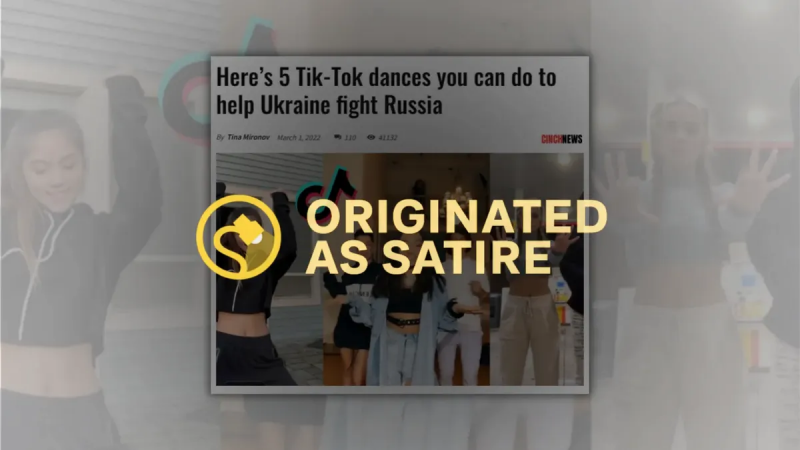Nein, das ist keine echte Schlagzeile über „Fünf TikTok-Tänze, die Sie zur Unterstützung der Ukraine machen können“